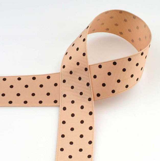 ribbon_ribel_pattern grossgrain_dot print_KP-14_beige_brown dot_15,25mm.jpg