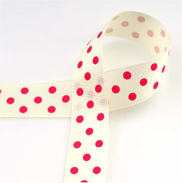 ribbon_ribel_pattern grossgrain_big dot print_BT-11_cream_flower cherry dot_25,40mm.jpg