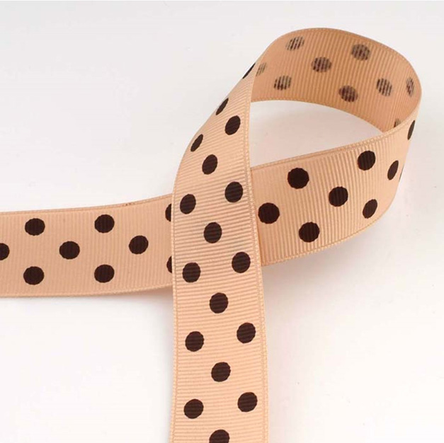ribbon_ribel_pattern grossgrain_big dot print_BT-05_beige_brown dot_25,40mm.jpg
