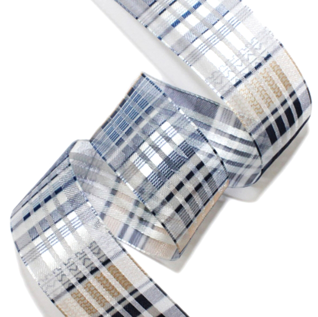 #10 navy チェックオーガンジーリボン.jpg